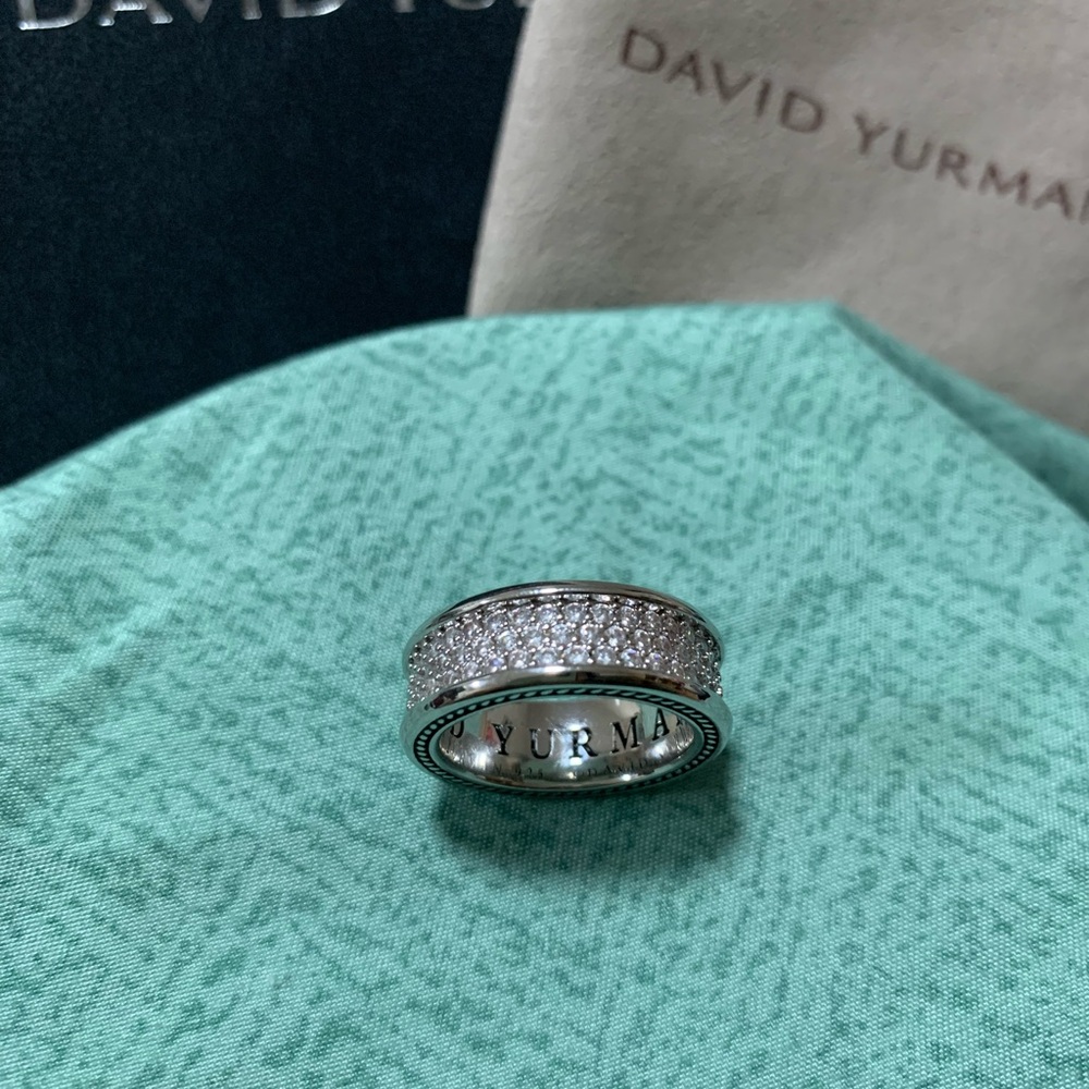 David Yurman Silver and Diamond Ring Sz9